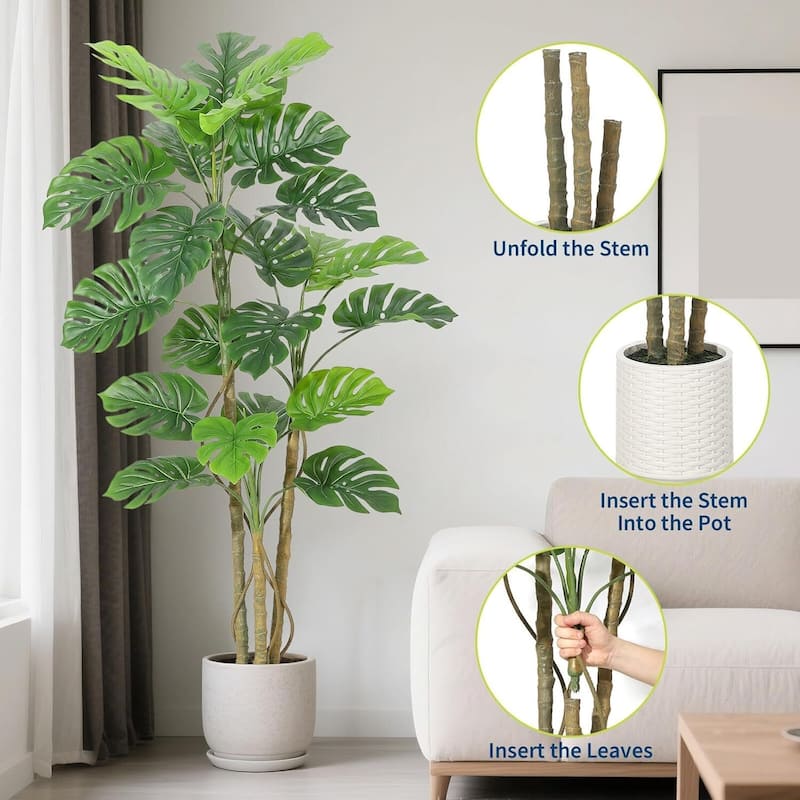 Artificial Monstera Deliciosa Plant for Home Office Decor