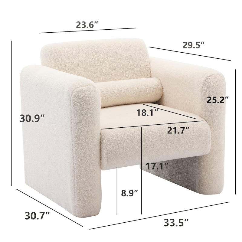 Modern ArmChair Sherpa Fabric Upholstered Accent Chair