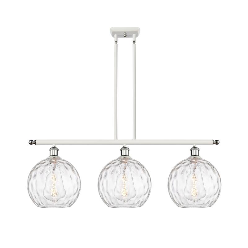 Innovations Lighting Athens Water Glass 3 Light 37" Stem Hung Island Light - White and Polished Chrome