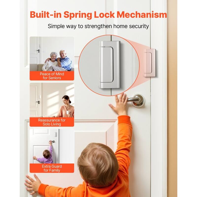2 Pack Silver Door Reinforcement Lock Aluminum Alloy Security Latch with Rubber Bumper