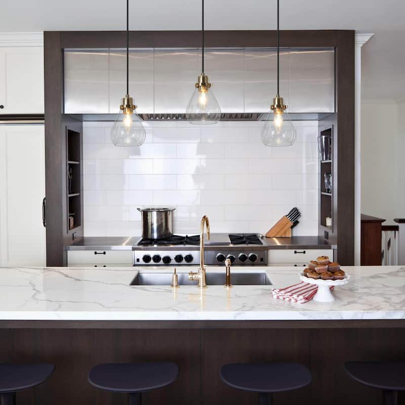 Nalia Black Gold 3-light Modern Linear Pendant Light Kitchen Island Dining Room Chandelier DIY - 22"W x 67.5"H x 5" D