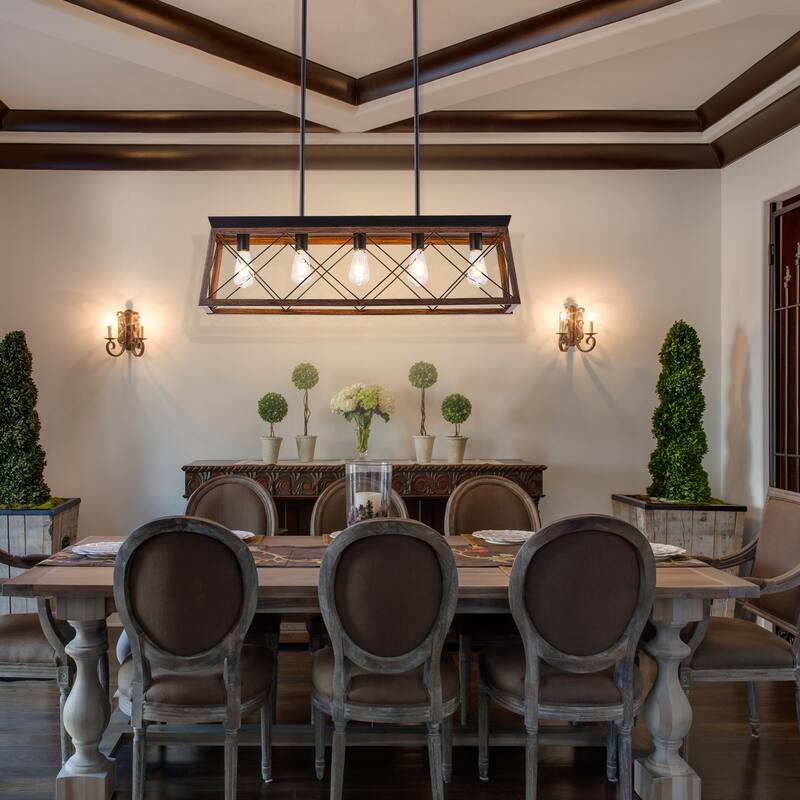 5-Light Vintage Industrial Chandelier for Kitchen Island Dining Room Living Room