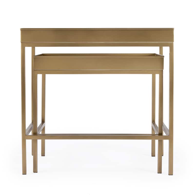 Lenny Gold 2 Piece Glass Nesting Tables
