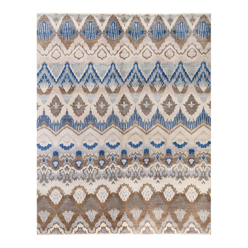 Ikat One-of-a-Kind Handmade Area Rug, Beige - 8' 0" x 9' 10"