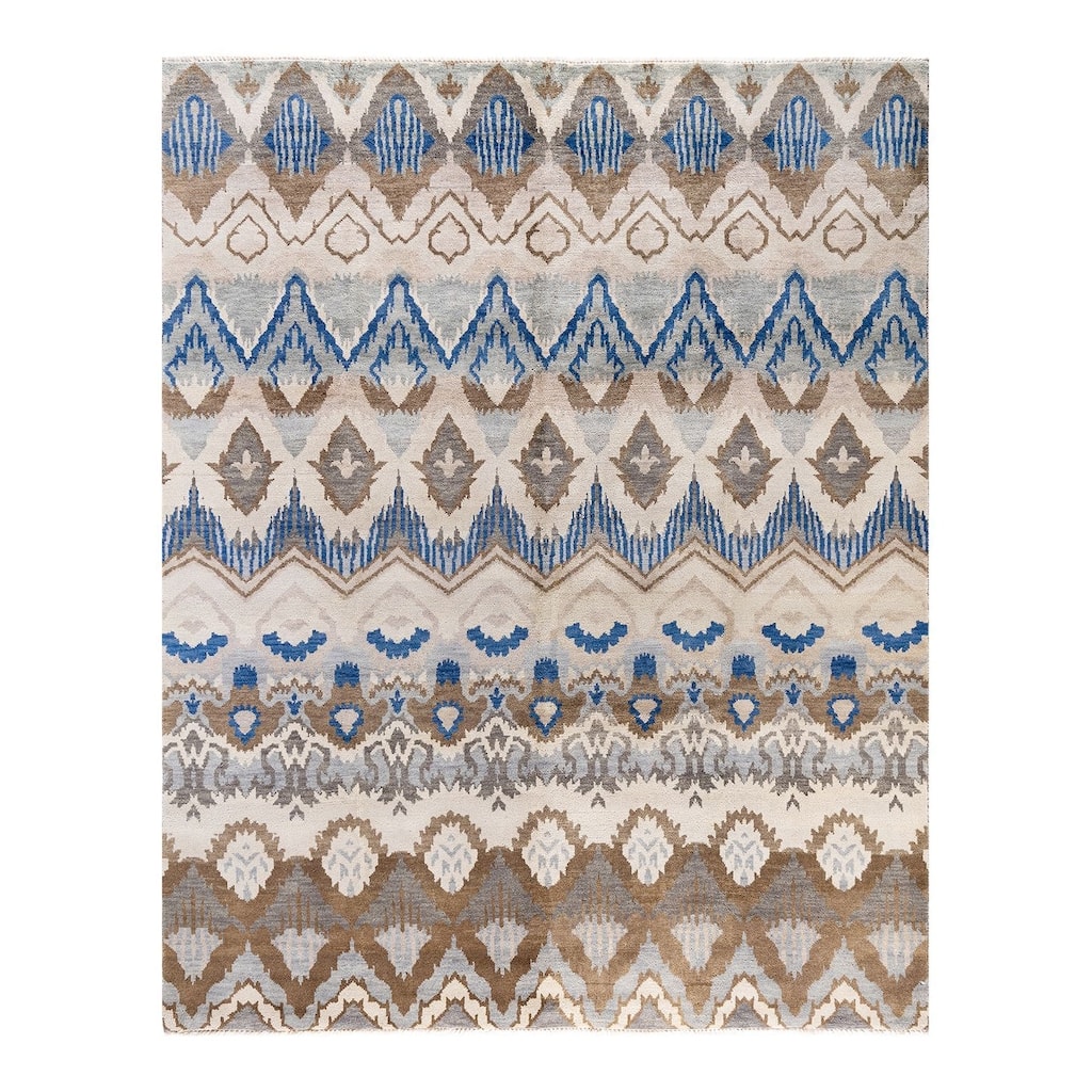 Ikat One-of-a-Kind Handmade Area Rug, Beige - 8' 0" x 9' 10"