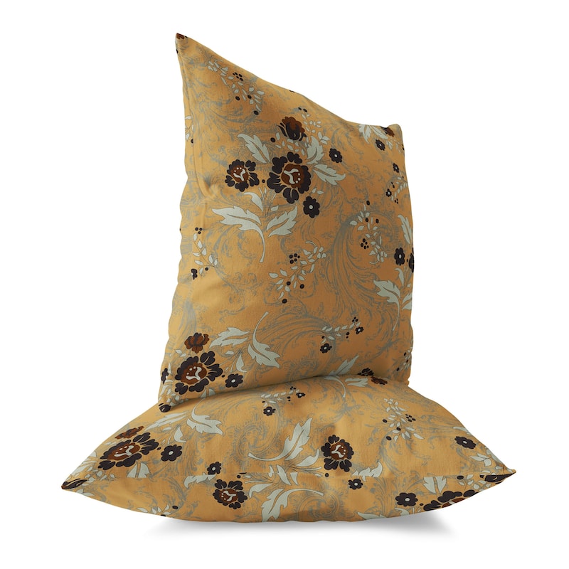 Orange And Brown Meadow Strokes Indoor/Outdoor Throw Pillow Zipper