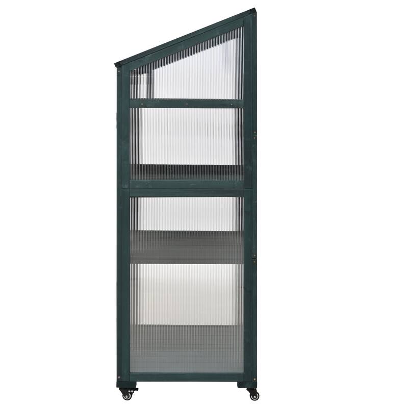 62" Portable Cold Frame Greenhouse with Wheels & Adjustable Shelves