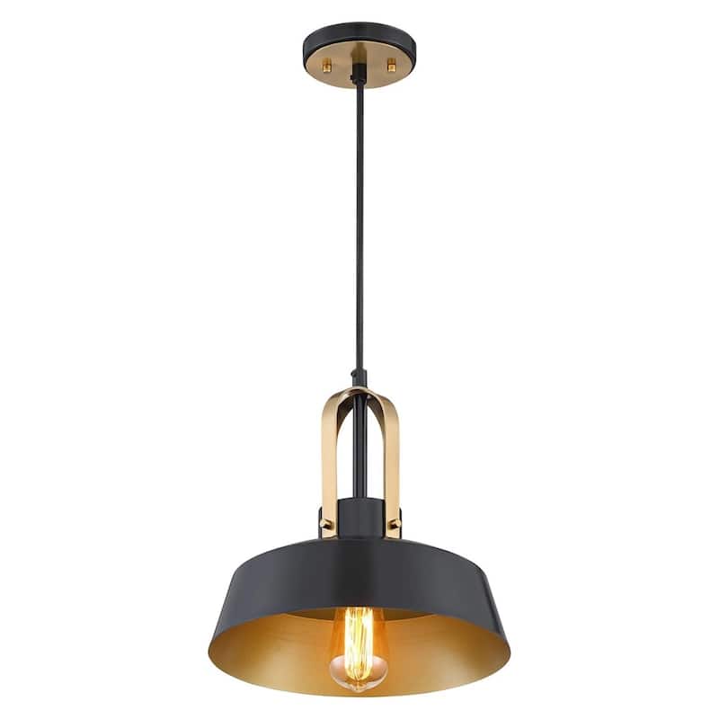 Black Brass Mini Pendant Light 12" Modern Farmhouse Fixture - 12" x 108"