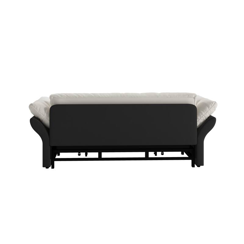 74.8" Queen Pull Out Sofa Bed, 3-in-1 Convertible Sleeper Tufted Sofa with 2 Soft Pillows,Multi-Functional Velvet Loveseat Bed