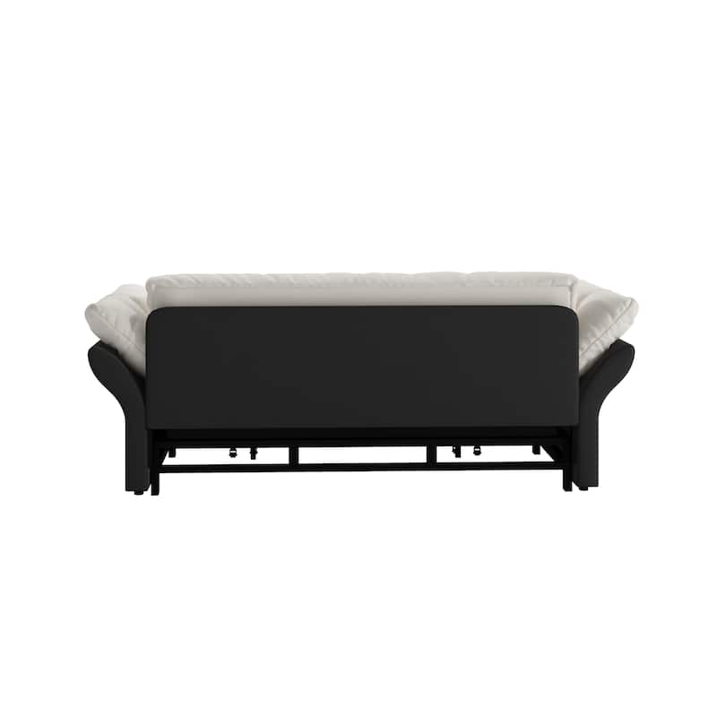 Queen Pull Out Sofa Bed, 3-in-1 Convertible Sleeper Tufted Sofa with 2 Soft Pillows, Velvet Loveseat Bed