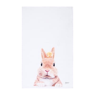 Bunny Rabbit & Duckling Easter Spring Theme Printed Flour Sack Kitchen Dishtowel