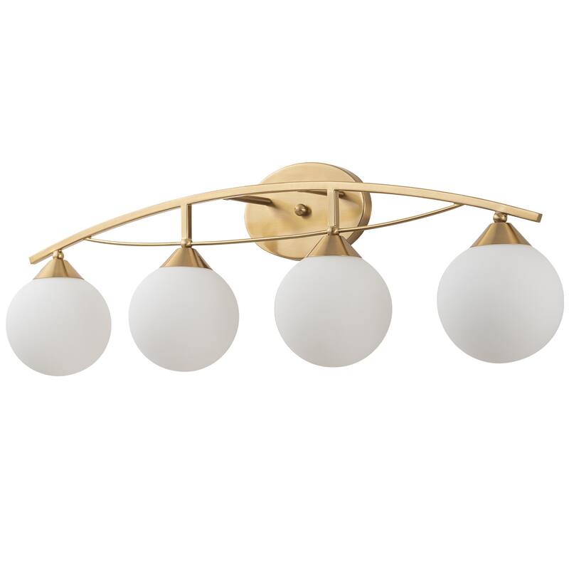 3/4-Light Dimmable Modern Brass Bathroom Vanity Light with Frosted Glass
