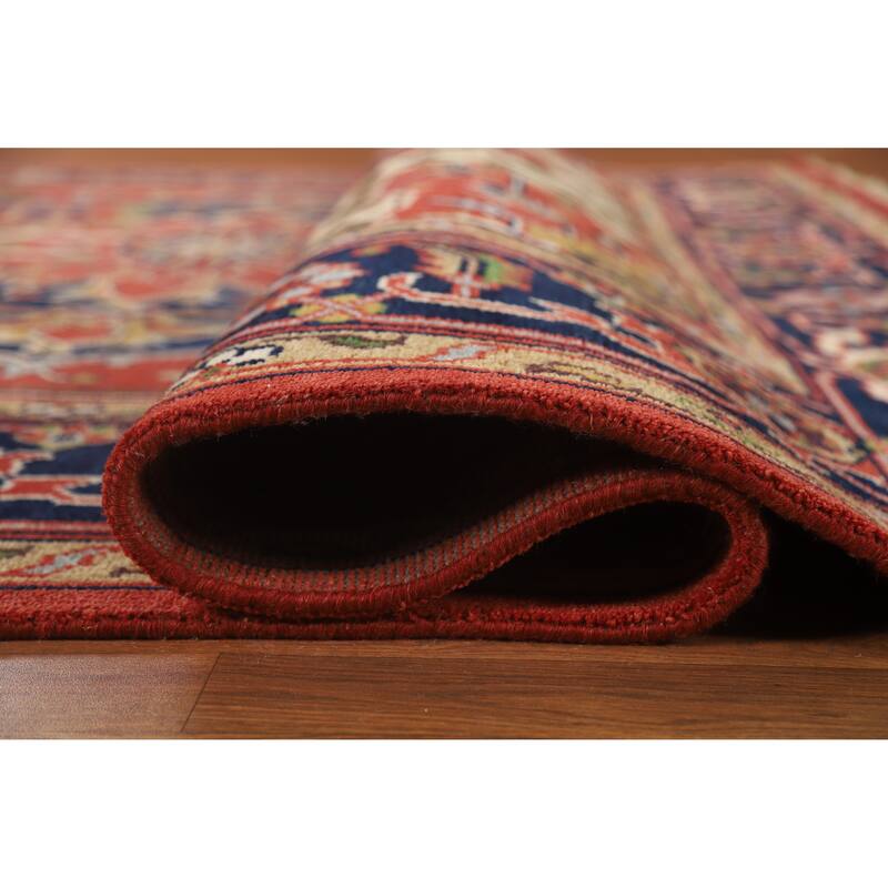 Hand Knotted Oriental 100% Wool Carpet Traditional Medallion Oranges & Rust Heriz (serapi) Area Rug - 12' 0'' X 9' 0''