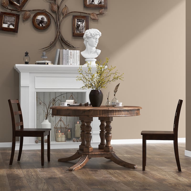 Set of 2 Wood Dining Chairs with Solid Rubber Wood Legs - 16" x 16" x 33.5"