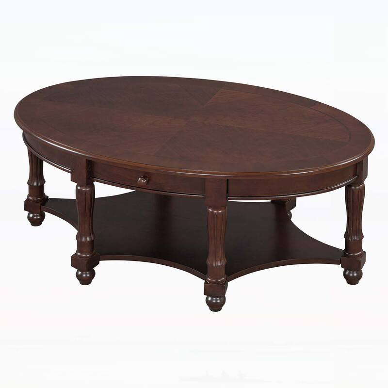 Oval Accent Table with Drawer and Storage Shelf,for Living Room