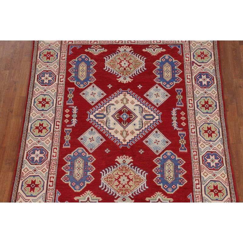 Oriental Red Kazak Rug Handmade Wool Carpet - 5'2" x 6'9"