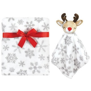 Hudson Baby Infant Girls Plush Blanket with Security Blanket, Girl Rudolph, One Size - Girl Rudolph - One Size
