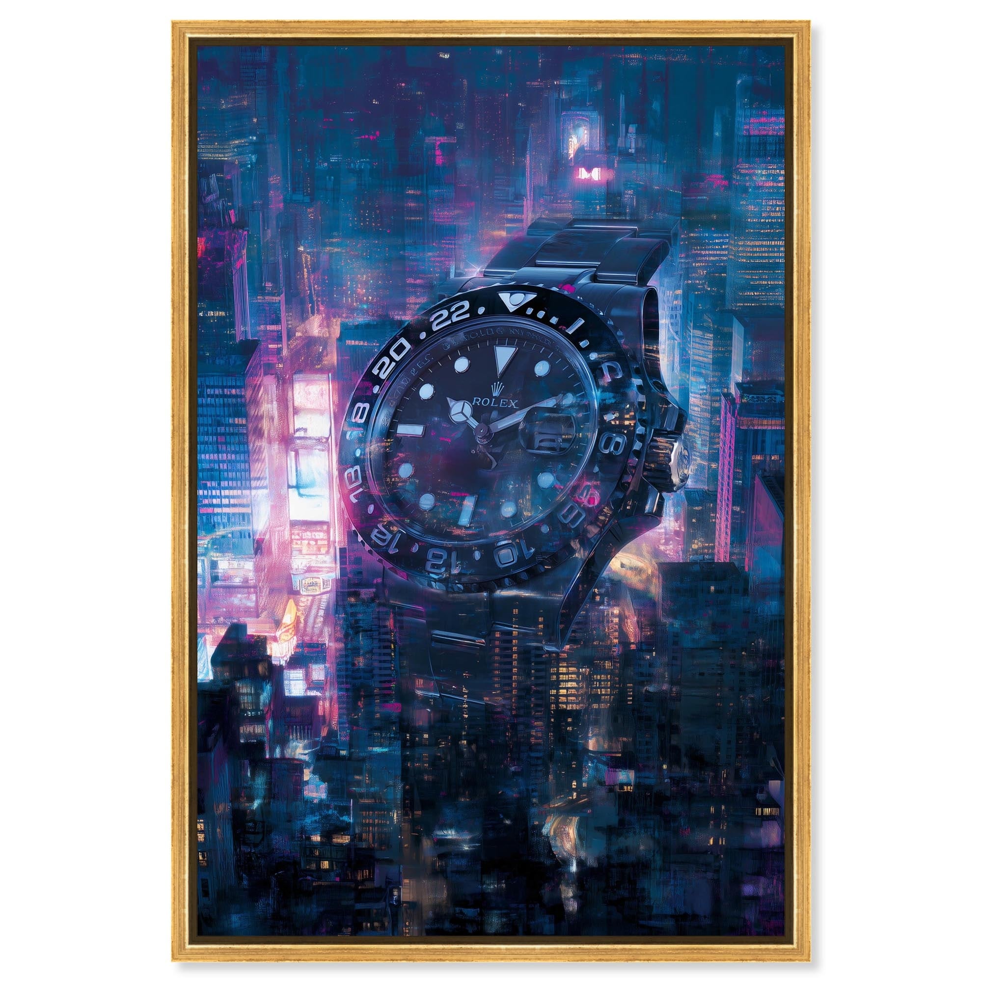 City Watch Lights Sneaker Art Framed Canvas Print by Notoriart