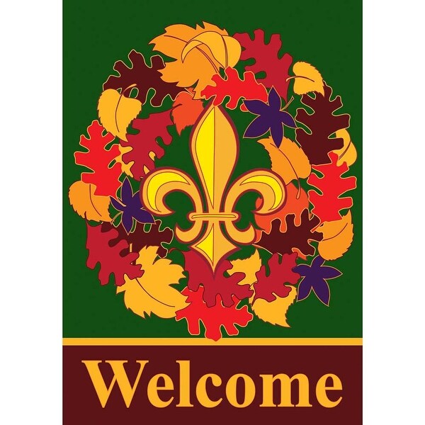Fall Wreath Double Applique Garden Flag 13" x 18" - N/A