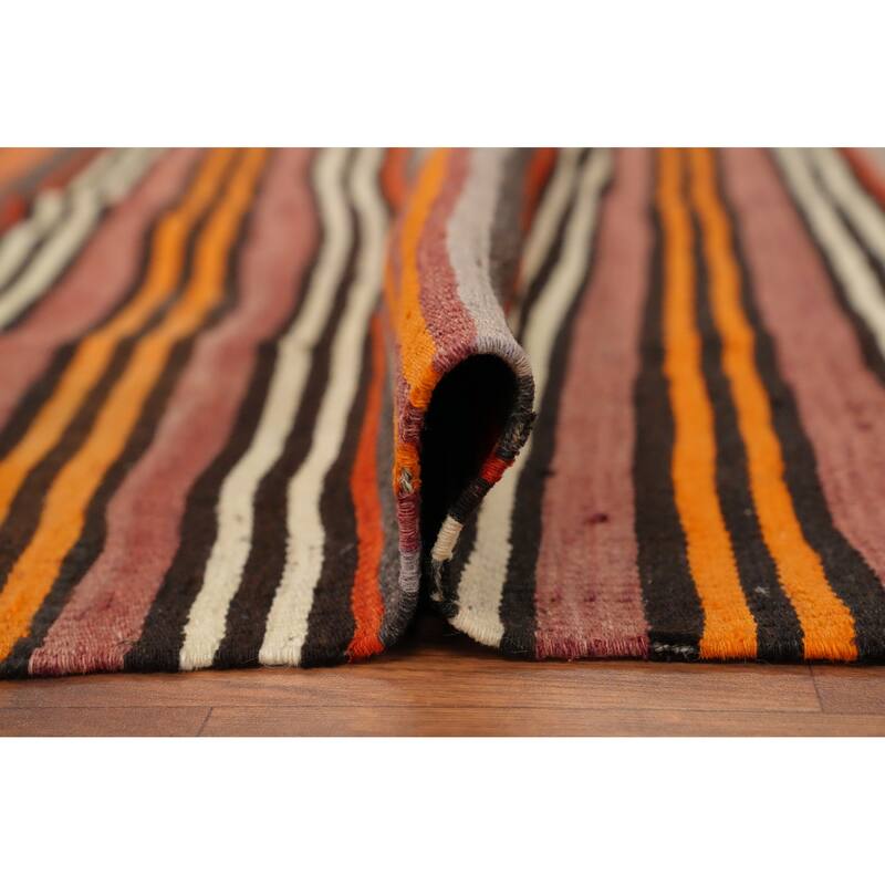 Hand Woven Oriental 100% Wool Carpet Southwestern Geometric Multi-Colored Kilim Area Rug - 10' 2'' X 5' 0''