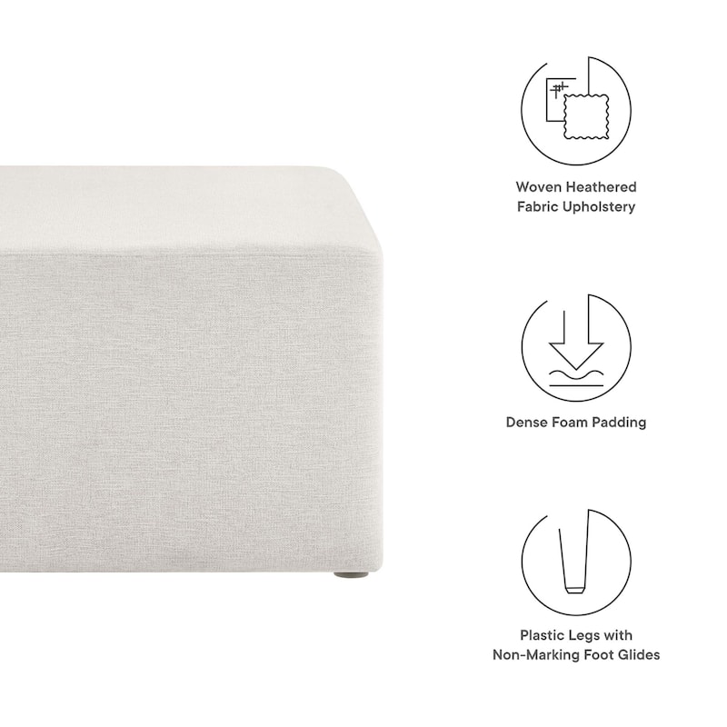 Callum 17"/28" Square Woven Heathered Fabric Upholstered Ottoman