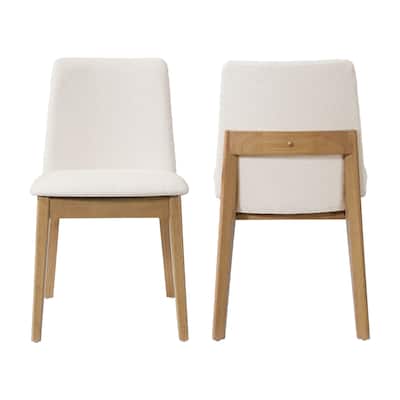 Christopher Knight Home - Arlo Modern Upholstered Solid Wood Armless Dining Chair Set - Oak + Beige (Set of 2)