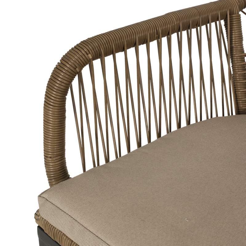 Russell Modern Wicker Dining Club Chair with Water-Resistant Cushion
