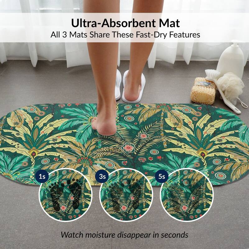 Decorative 3-Piece Bath Mat Set Includes Standard, Runner, and Contour