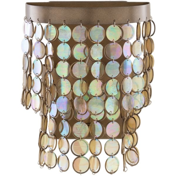 slide 2 of 3, Artistic Weavers Hughes Glam Acrylic Tassels 1-light Wall Sconce - 10"H x 5"W x 8"D 10"H x 5"W x 8"D - Brass