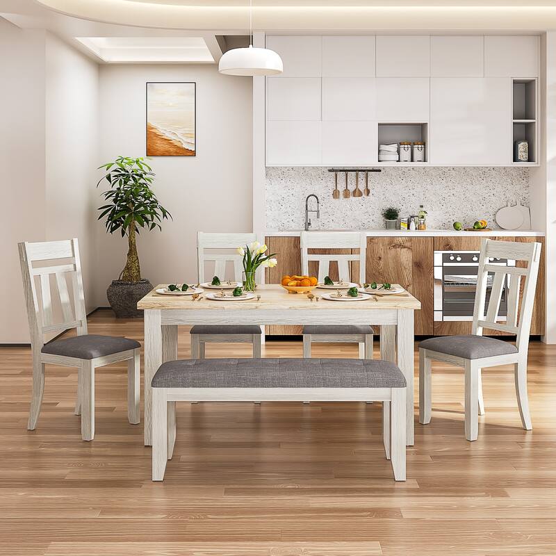 Javlergo 60-inch Modern Rectangular Solid Wood Dining Table with 4 Drawer Spaces