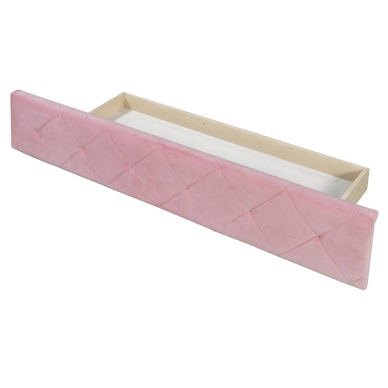 Elegant Queen Size Velvet Bed with Storage Drawer and Two Side Storage Stools