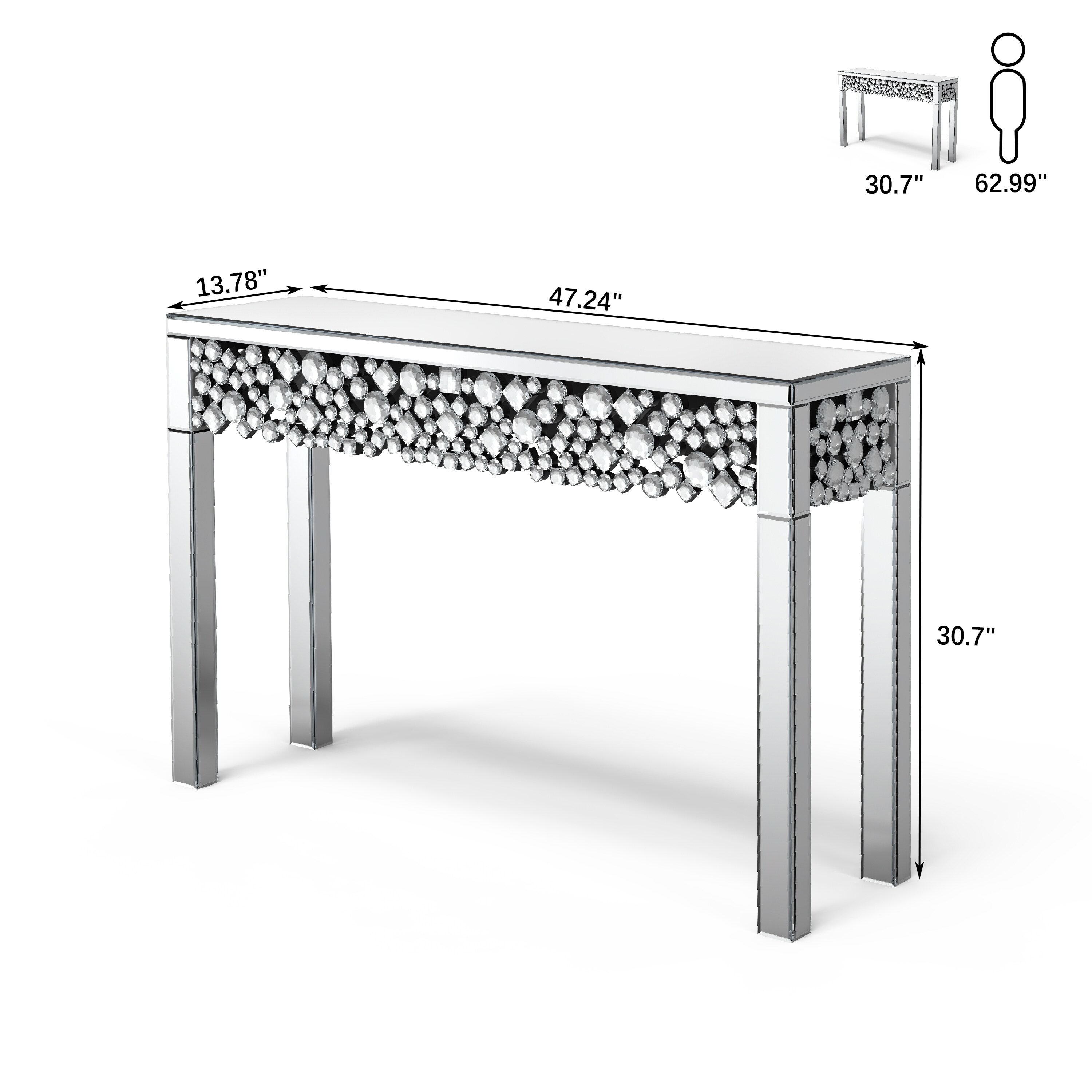Glam Console Table Entryway Table with Crystal Frame - On Sale
