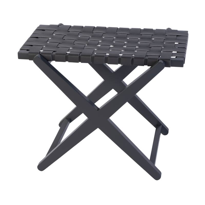 Cipriani 24 in. W Rectangular Leather & Wood Luggage Rack