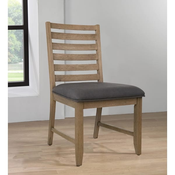 slide 2 of 10, Saunders Desert Brown Upholstered Solid Wood Slat Back Dining Chairs (Set of 2) - 23" L x 20" W x 36.5" H