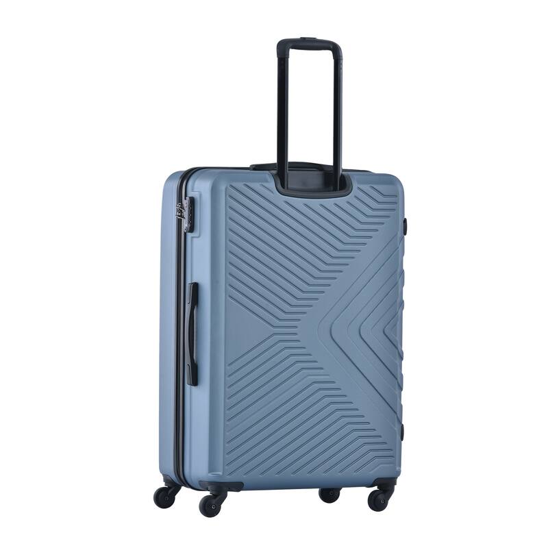 Blue 3-Piece ABS Luggage Set (20/24/28) - Lightweight, Spinner Wheels, TSA Lock, 2 Hooks