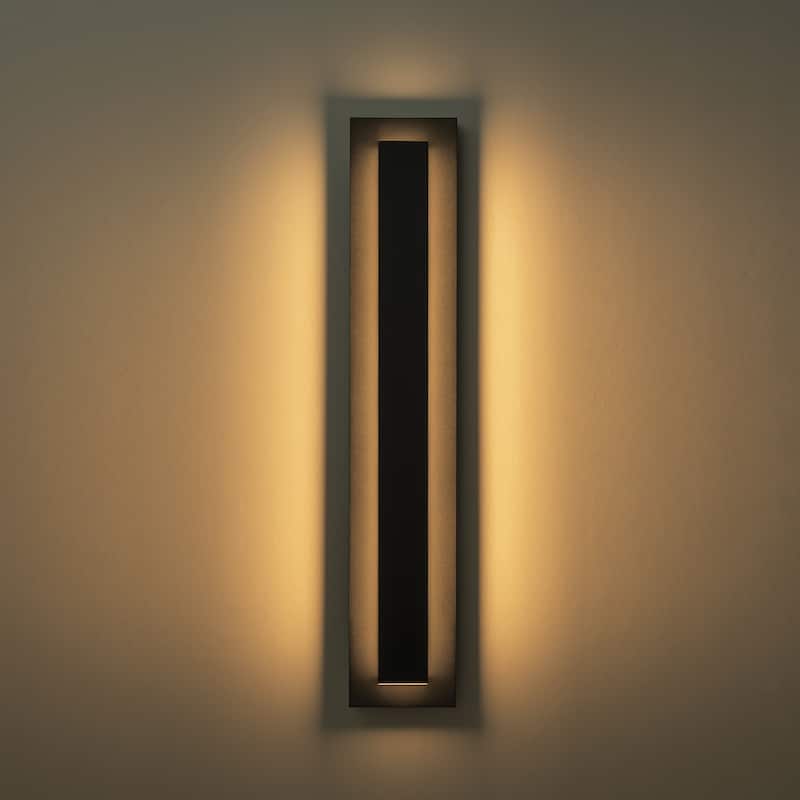 Aluminum Modern Black Rectangular Linear Outdoor Wall Lights Dimmable LED Wall Sconce