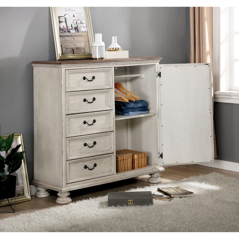 Dileep Transitional Mirrored Door 5-Drawer Armoire by Furniture of America