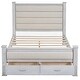 preview thumbnail 26 of 24, Upholstered Bed with Padded Headboard, Footboard & 2-Storage Drawers, Antique Grey