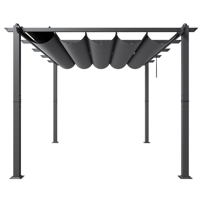 10 x 13 Feet Aluminum Outdoor Retractable Pergola with Sun Shade Adjustable Retractable Canopy
