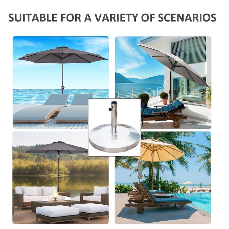 Outsunny 19" Round 55lb Stainless Steel Patio Umbrella Stand Base