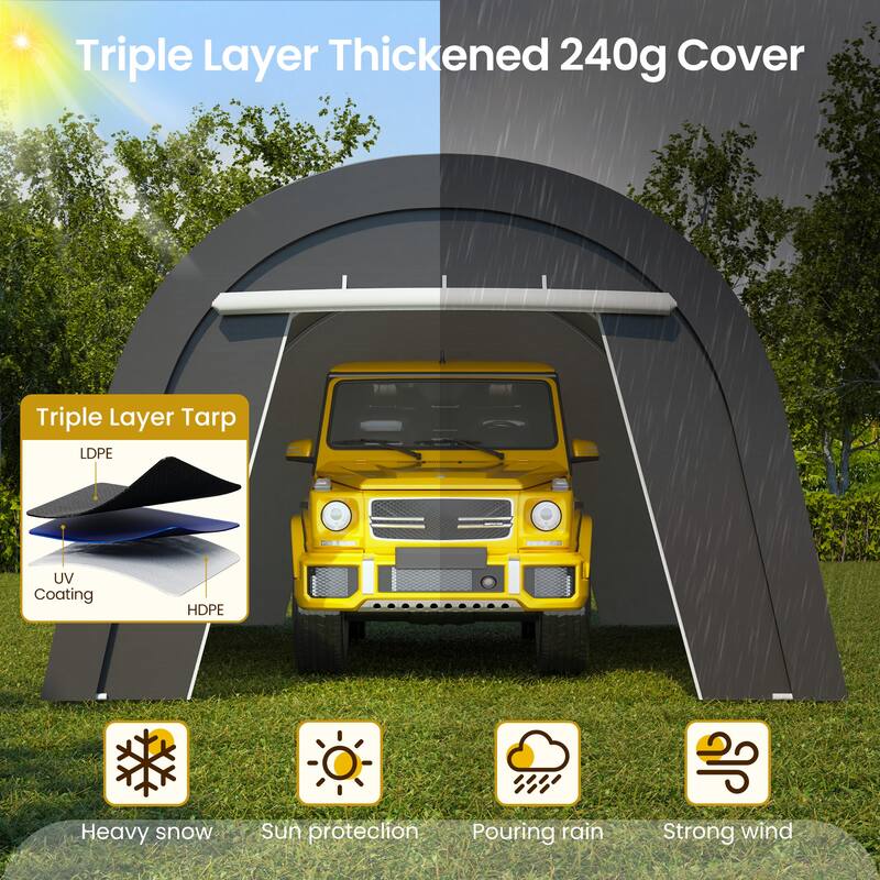 13' x 20'Portable Domed Carport with 2 Roll-up Doors