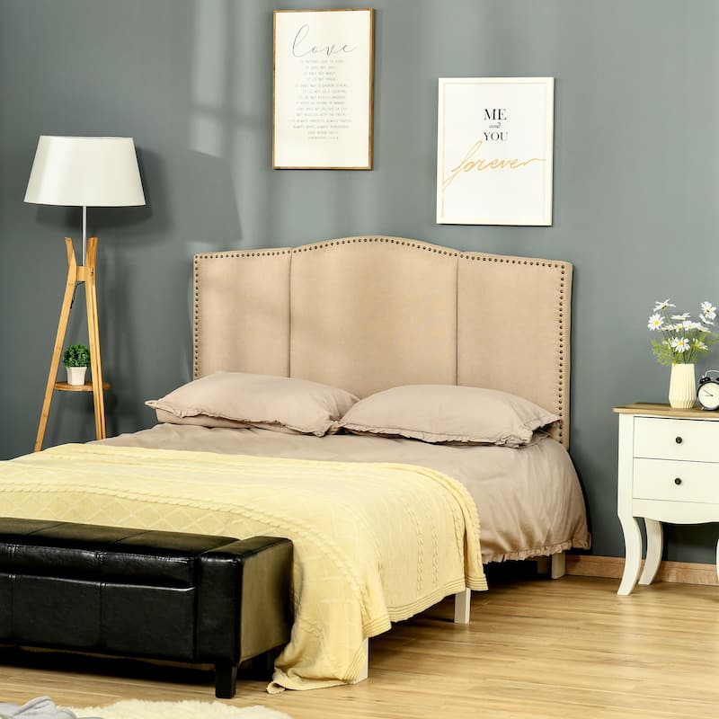 HOMCOM Upholstered Headboard, Bedhead Board with Nail Head Trim, Home Bedroom Decoration for 58.25'' Bed