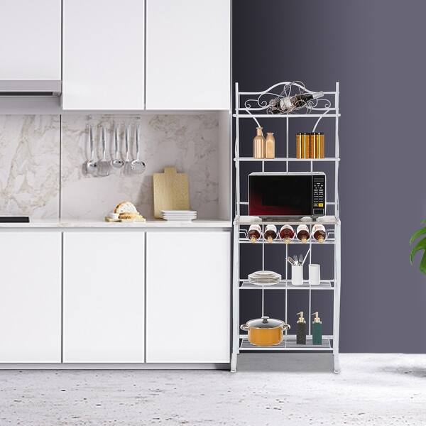 5-Layer Light Walnut MDF Board With Wine Rack Iron Kitchen ...