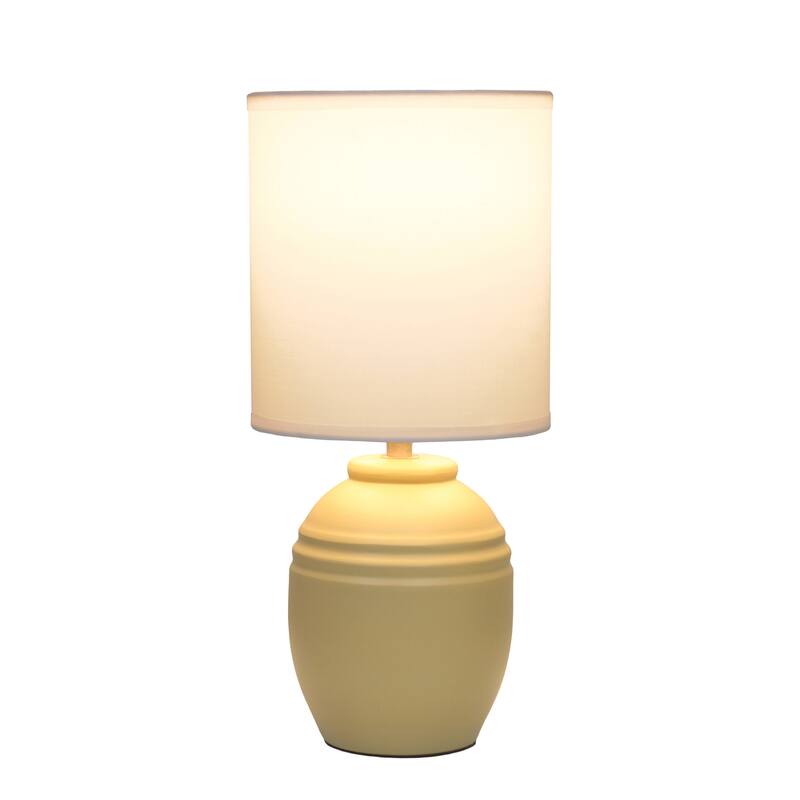 Mini Classic Jar Ceramic Table Lamp with White Drum Shade - 19.5" - Beige