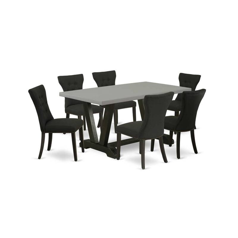HomeStock 7-Piece Natural Oak Finish Solid Wood Top Dining Table with 6 Chairs