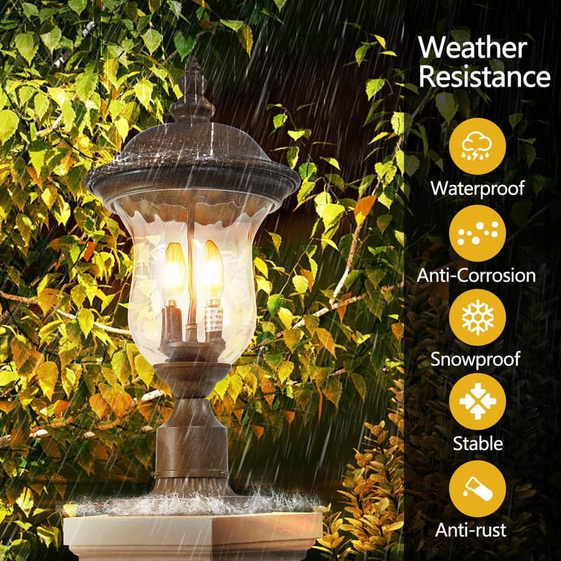 21" Classic Outdoor Lamp Post Light – Single Waterproof Garden Lantern with Clear Glass Shade (No Bulb)