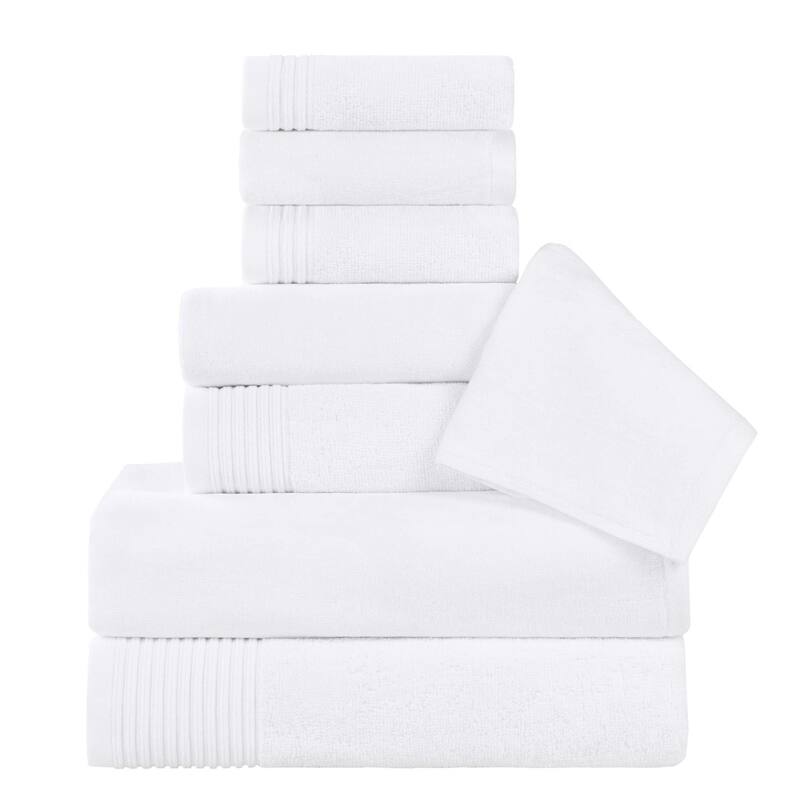 Superior Cotton Quick-Drying Solid and Marble 8 Piece Towel Set