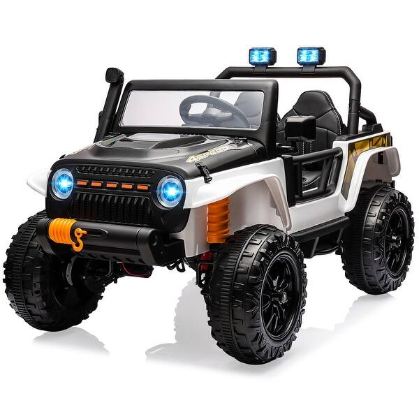 slide 2 of 51, 24V Kids 2 Seater Ride On Truck Car Electric Vehicles Remote Control Black/White