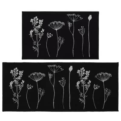 Wool Effect Wildflowers Kitchen Mat or Runner Rug