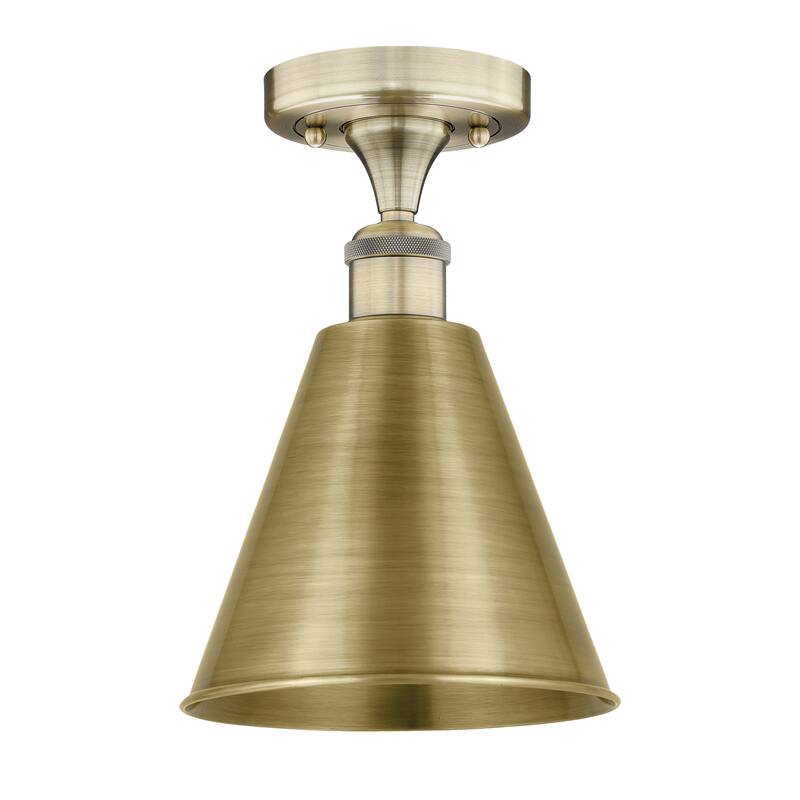 Innovations Lighting Ballston Cone - 1 Light 8" Semi-Flush Mount - Antique Brass